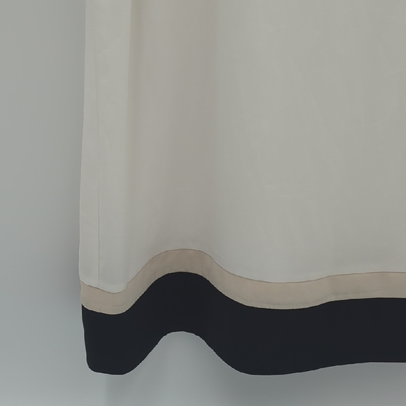 WHBM White Contrast Trim Sleeveless Blouse Large White Black Lined Zipper Casual - Picture 4 of 12